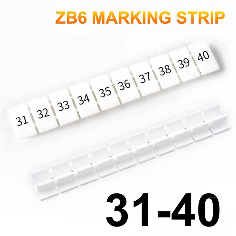 Erayco 20 Pcs Terminal Marker Strip - Terminal Blocks Labels Marking Tags Mark Bar for UK2.5B/UK5N /UDK4/ UKK5 DIN Rail Terminal Label (31-40) - Image 2